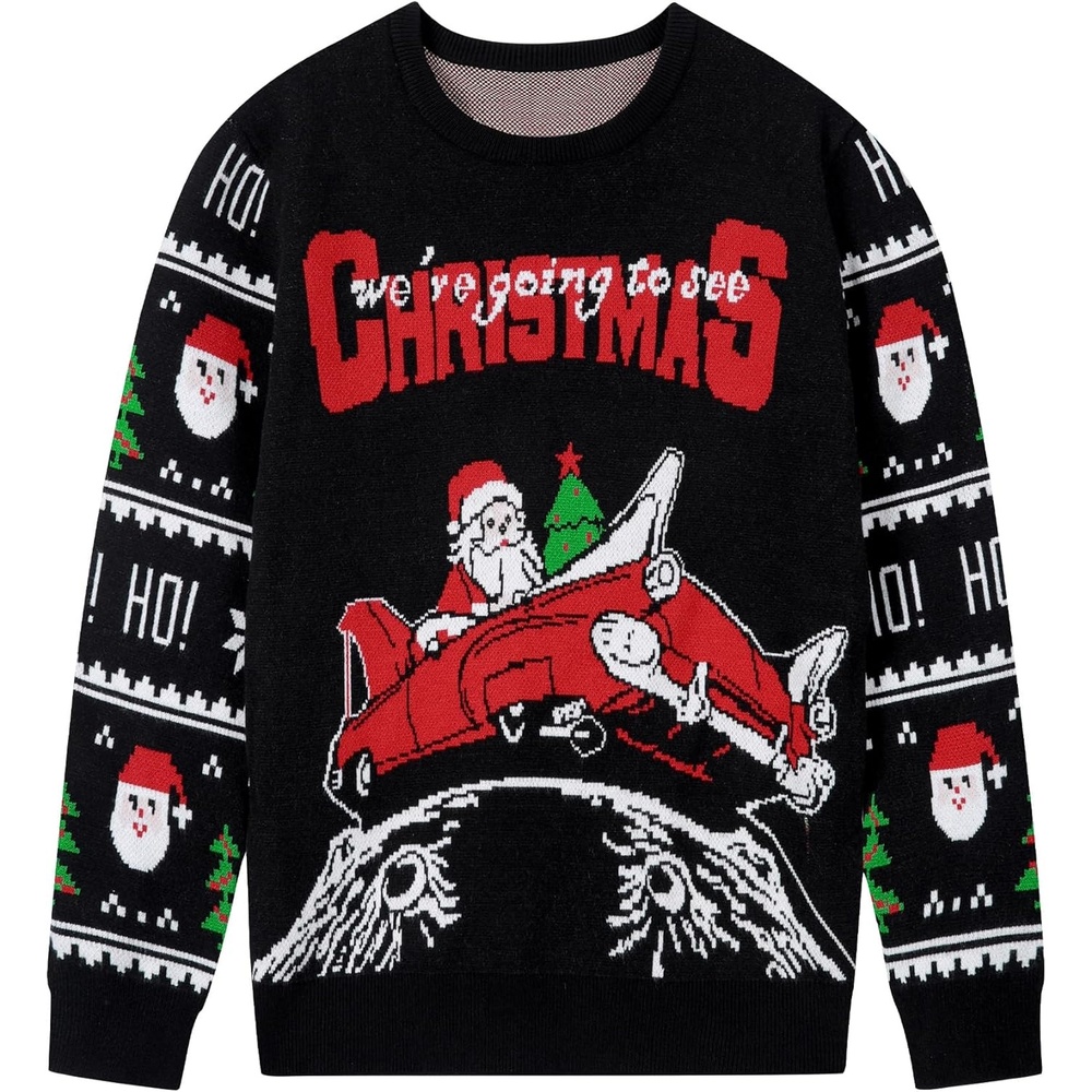 image:imageRunhit Boys Ugly Christmas Sweater Kids Funny Crew Neck Knitted Christmas Pullover for Xmas HolidayDriving Santa
