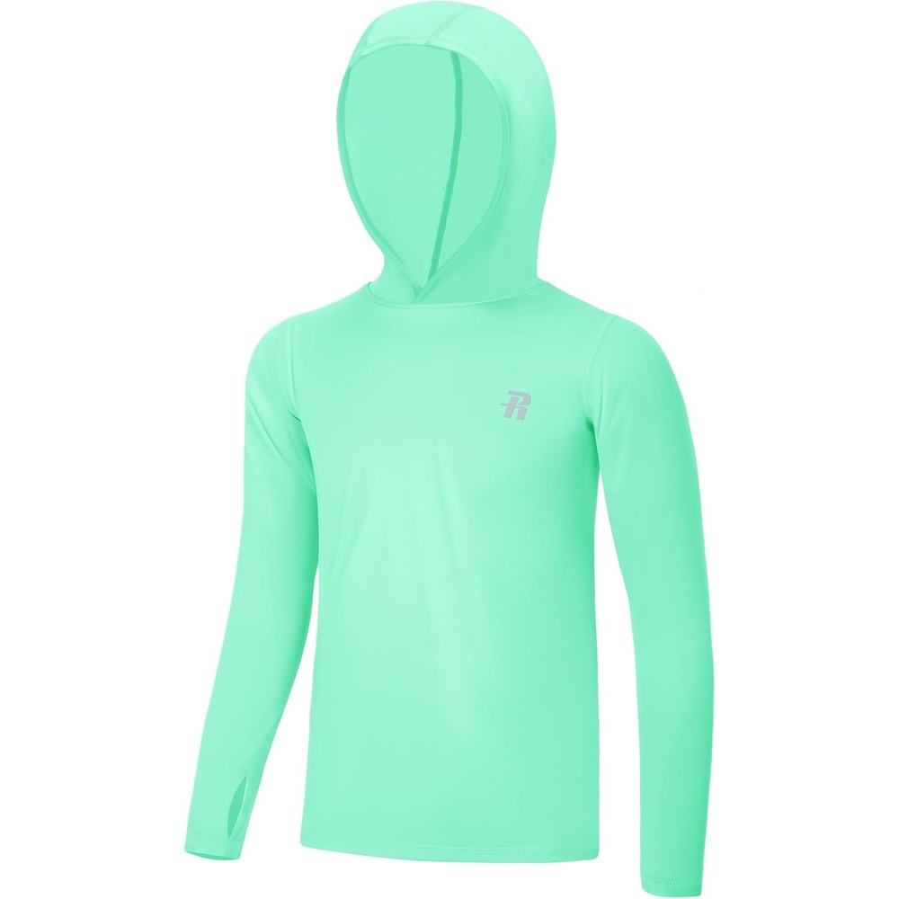 image:imageRunhit Boys amp Toddler UPF 50 Rash Guard Hoodie Kids UV Sun Protection Long Sleeve Shirt for Fishing Outdoor Beach CampingMint Green