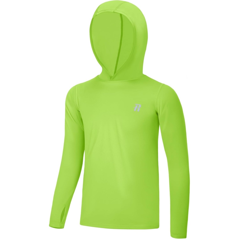 image:imageRunhit Boys amp Toddler UPF 50 Rash Guard Hoodie Kids UV Sun Protection Long Sleeve Shirt for Fishing Outdoor Beach CampingNeon Green
