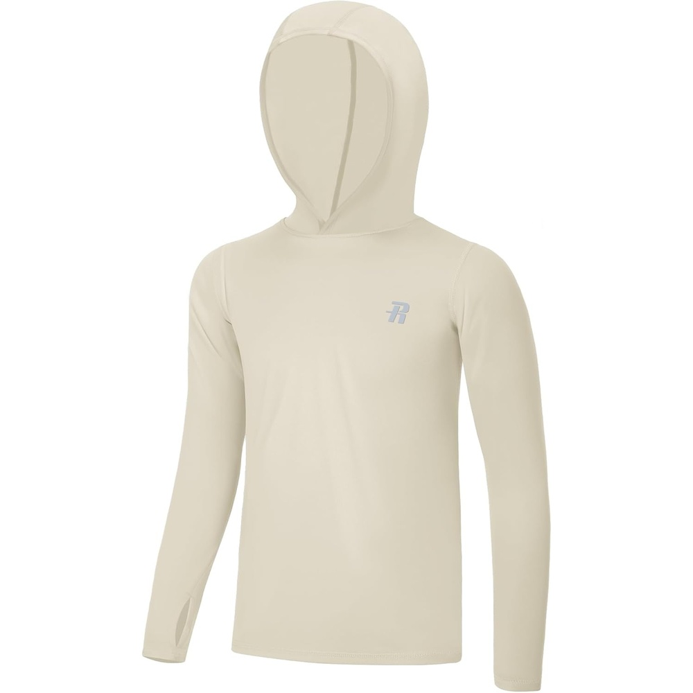 image:imageRunhit Boys amp Toddler UPF 50 Rash Guard Hoodie Kids UV Sun Protection Long Sleeve Shirt for Fishing Outdoor Beach CampingOatmeal