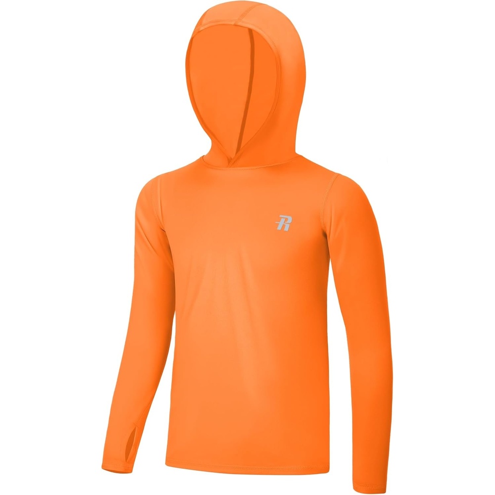 image:imageRunhit Boys amp Toddler UPF 50 Rash Guard Hoodie Kids UV Sun Protection Long Sleeve Shirt for Fishing Outdoor Beach CampingOrange