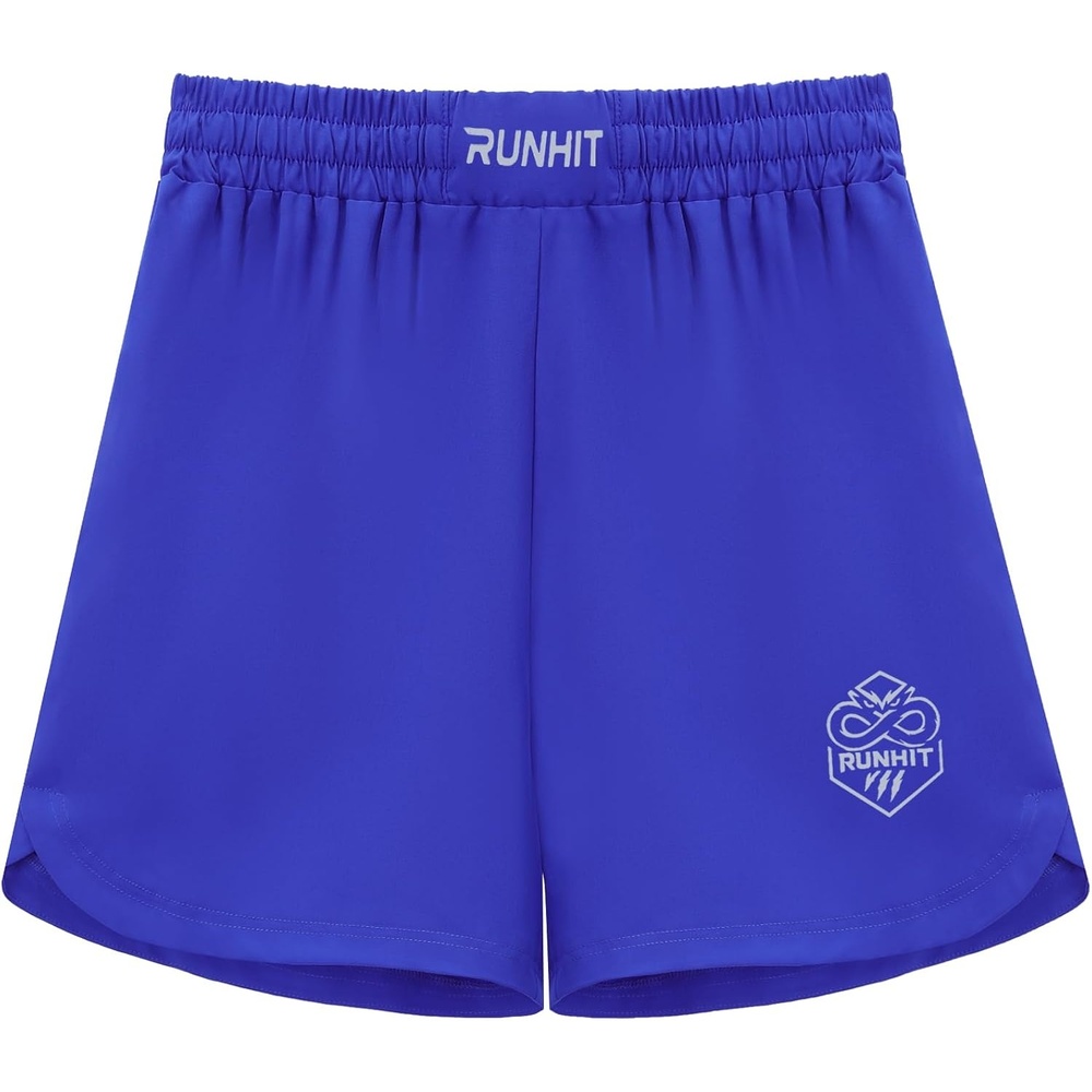 image:imageRunhit Kids MMA BJJ Wrestling Shorts Youth Boys No Gi Grappling Shorts for Boxing Jiu Jitsu Muay Thai TrainingBlue