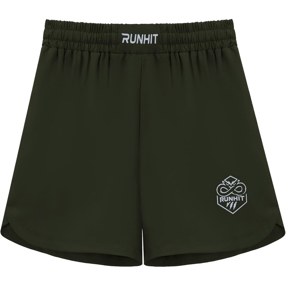 image:imageRunhit Kids MMA BJJ Wrestling Shorts Youth Boys No Gi Grappling Shorts for Boxing Jiu Jitsu Muay Thai TrainingGreen
