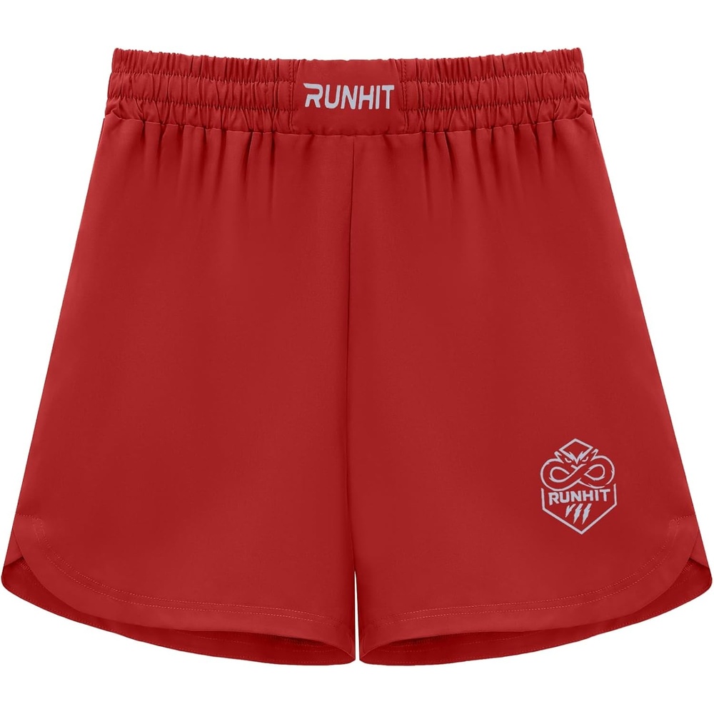 image:imageRunhit Kids MMA BJJ Wrestling Shorts Youth Boys No Gi Grappling Shorts for Boxing Jiu Jitsu Muay Thai TrainingRed