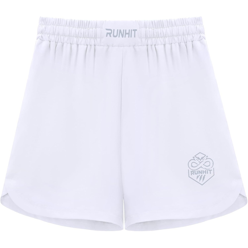 image:imageRunhit Kids MMA BJJ Wrestling Shorts Youth Boys No Gi Grappling Shorts for Boxing Jiu Jitsu Muay Thai TrainingWhite