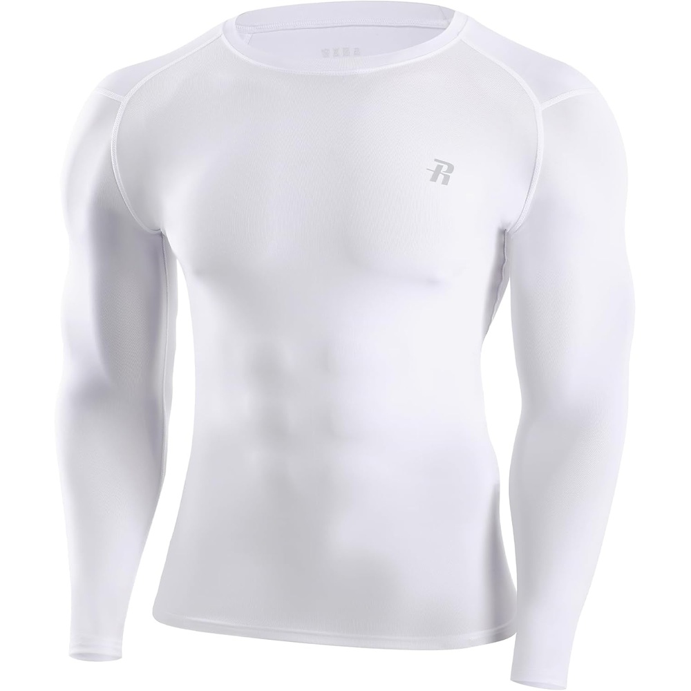 image:imageRunhit Long Sleeve Compression Shirts for Men UPF 50 Mens Compression Shirts Running Athletic Workout Base LayerWhite