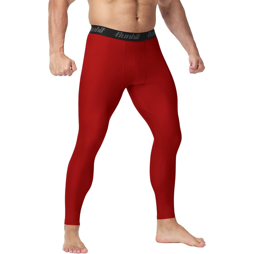 image:imageRunhit Mens BJJ Rash Guard Jiu Jitsu Compression Spats Pants No Gi MMA Leggings Martial Arts Sports Tights Base LayerRed