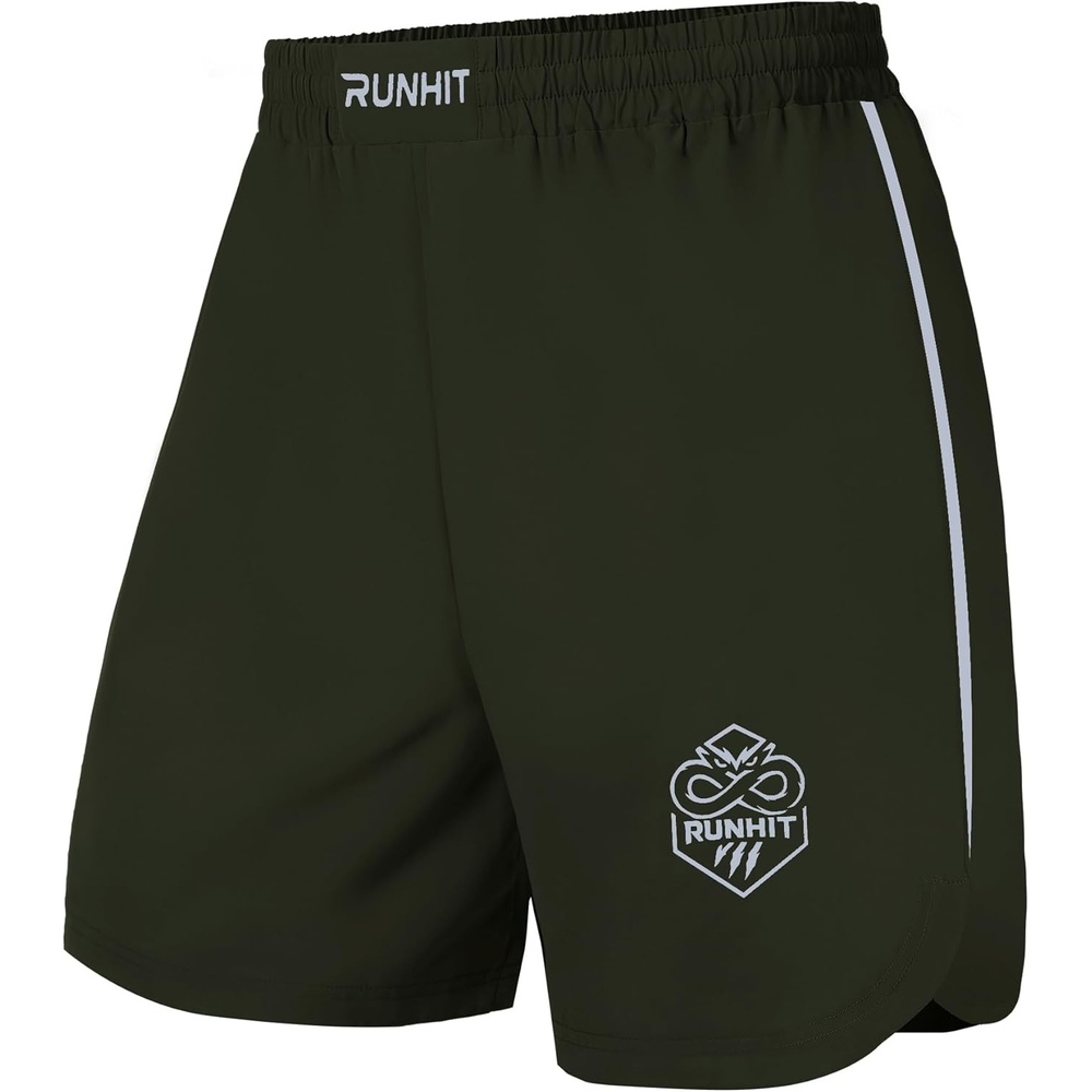 image:imageRunhit Mens Boxing Shorts MMA Fight Shorts for BJJ Wrestling No Gi Jiu Jitsu Muay Thai Training Cage Fighting Grappling Kickboxing Green M