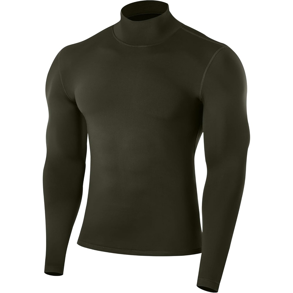 image:imageRunhit Mens Thermal Compression Shirts Mock Turtleneck Long Sleeve Undershirt Fleece Lined Athletic Workout Base LayersGreen