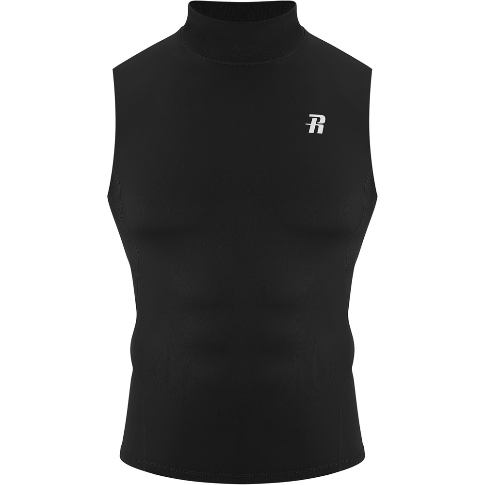 image:imageRunhit Mens Turtleneck Compression Tank Top Sleeveless Mock Neck Shirt UPF 50 Athletic Undershirt Football Gym RunningBlack