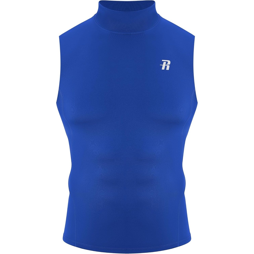 image:imageRunhit Mens Turtleneck Compression Tank Top Sleeveless Mock Neck Shirt UPF 50 Athletic Undershirt Football Gym RunningRoyal Blue
