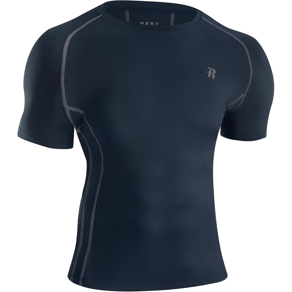 image:imageRunhit Short Sleeve Compression Shirts for Men Quick Dry Cool Mens Compression TShirt Athletic Workout Base LayerNavy