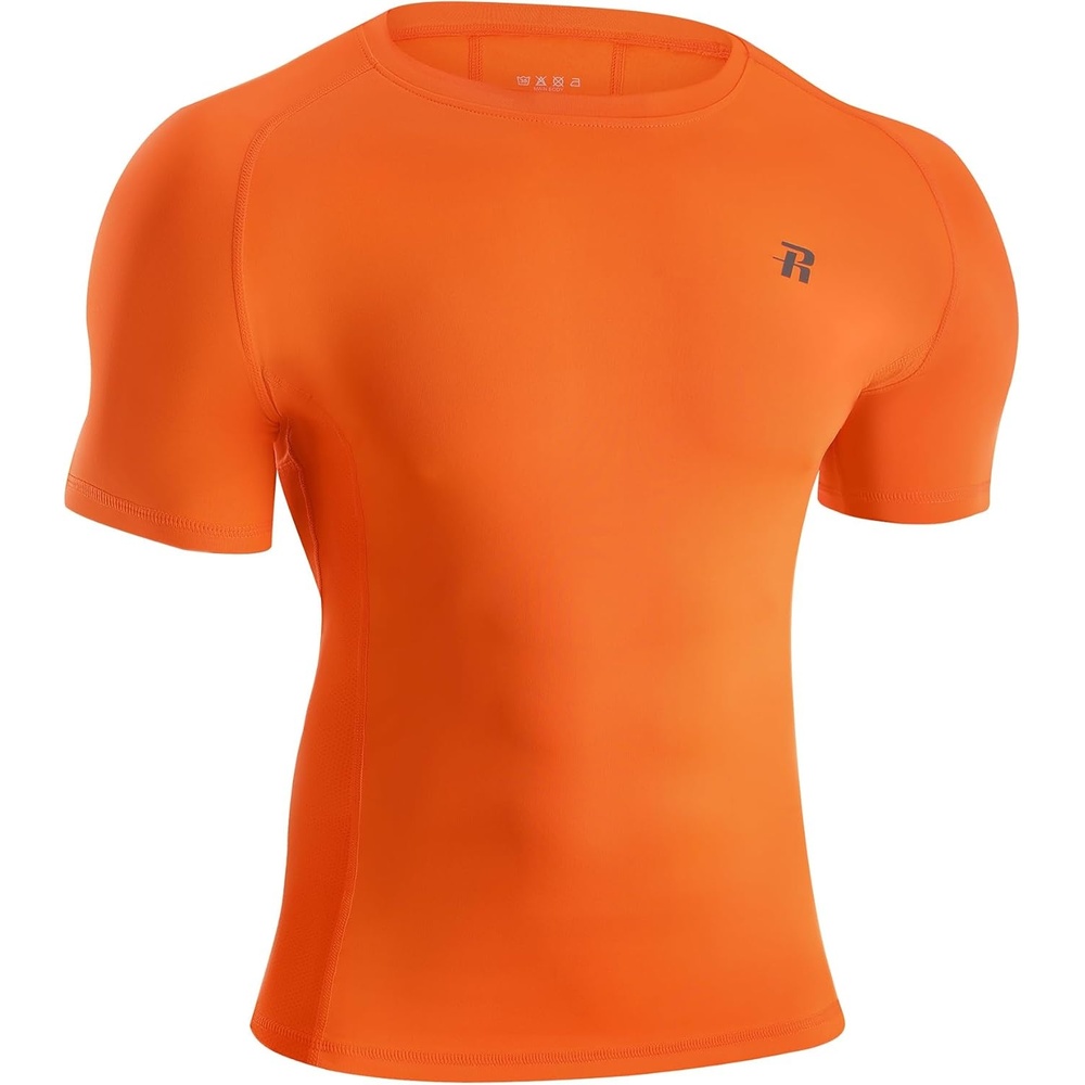 image:imageRunhit Short Sleeve Compression Shirts for Men Quick Dry Cool Mens Compression TShirt Athletic Workout Base LayerOrange
