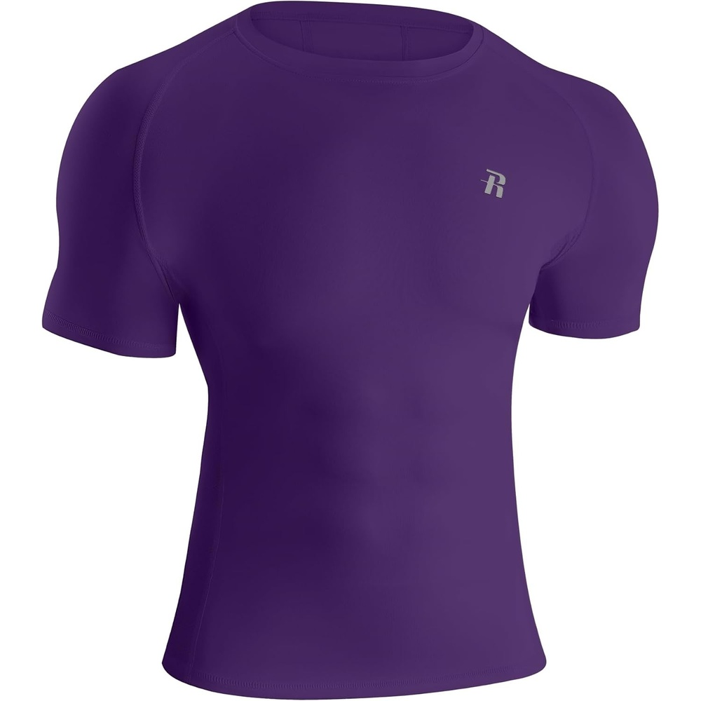 image:imageRunhit Short Sleeve Compression Shirts for Men Quick Dry Cool Mens Compression TShirt Athletic Workout Base LayerPurple