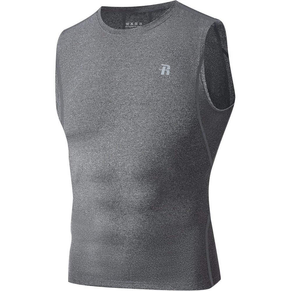 image:imageRunhit Sleeveless Compression Shirt Men Tank Top Athletic Muscle Shirts for MenGrey