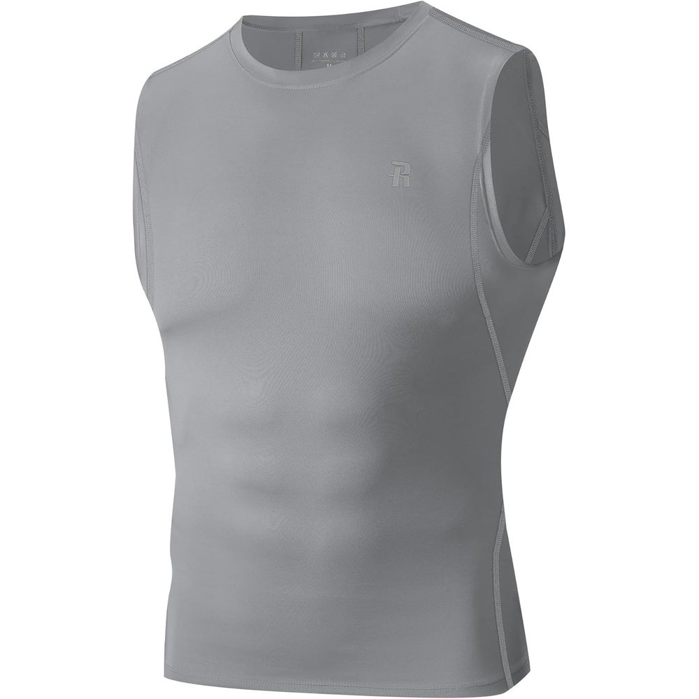 image:imageRunhit Sleeveless Compression Shirt Men Tank Top Athletic Muscle Shirts for MenLight Gray