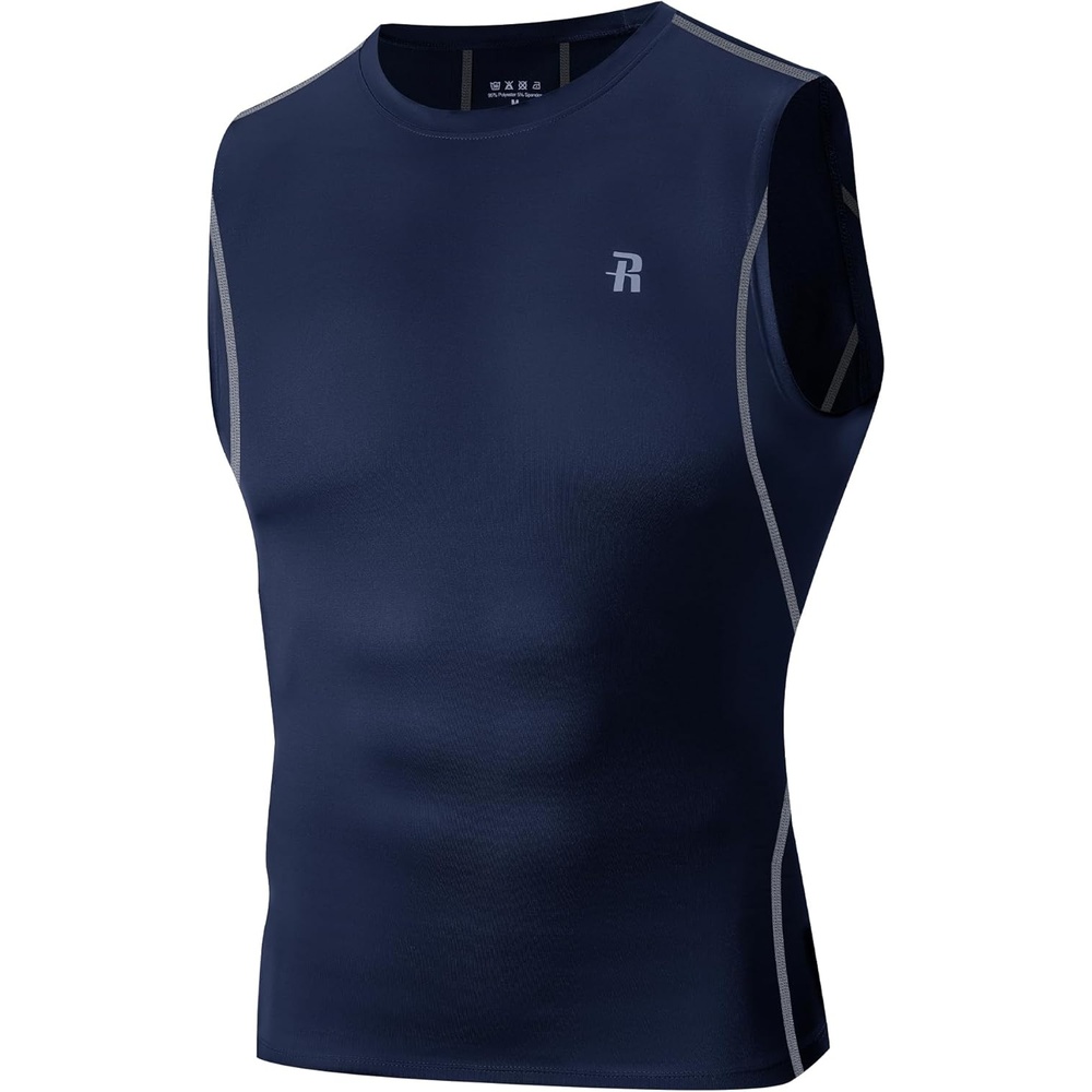 image:imageRunhit Sleeveless Compression Shirt Men Tank Top Athletic Muscle Shirts for MenNavy