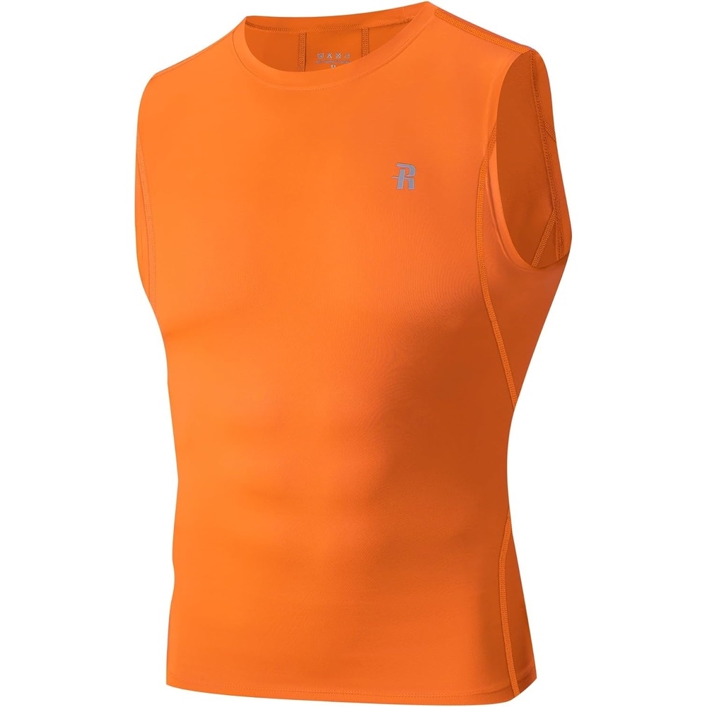 image:imageRunhit Sleeveless Compression Shirt Men Tank Top Athletic Muscle Shirts for MenOrange