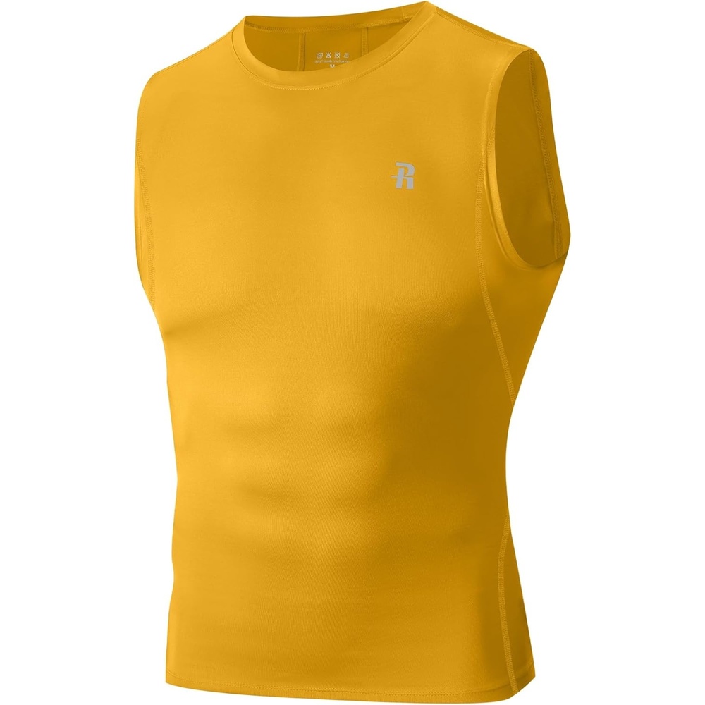 image:imageRunhit Sleeveless Compression Shirt Men Tank Top Athletic Muscle Shirts for MenTurmeric