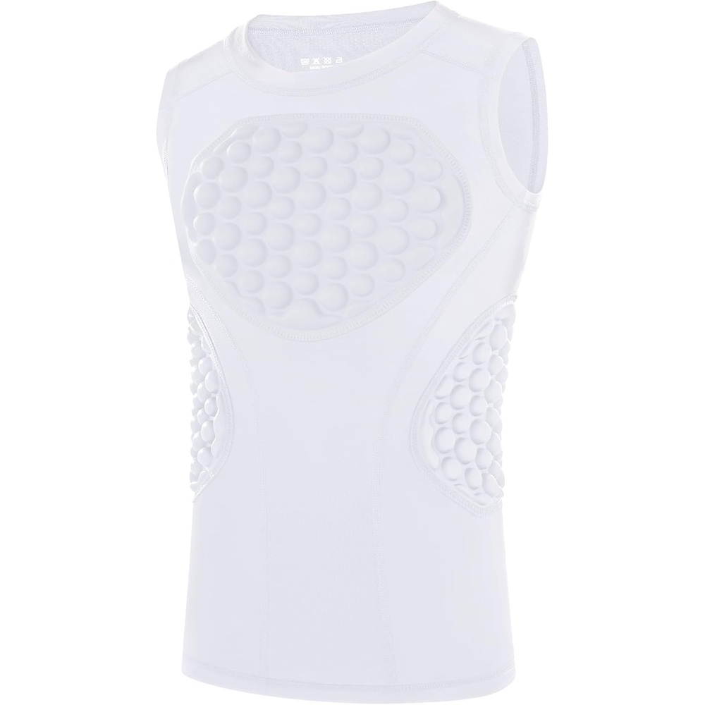 image:imageRunhit Youth Baseball Chest Protector Padded Compression Shirt Heart Rib Sternum Guard for Softball Football LacrosseWhite