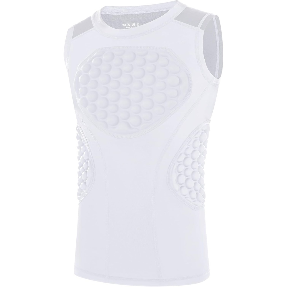 image:imageRunhit Youth Baseball Chest Protector Padded Compression Shirt Heart Rib Sternum Guard for Softball Football LacrosseWhite Grey