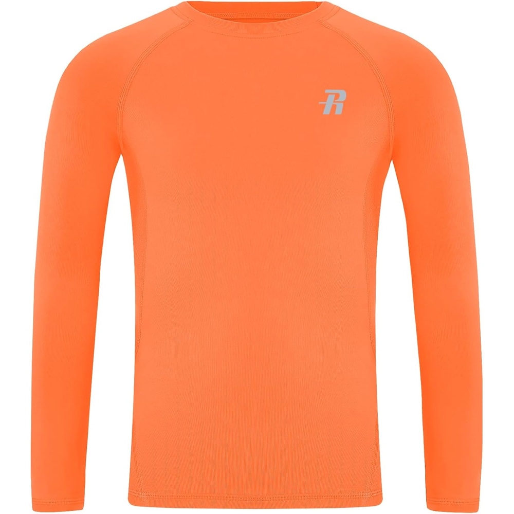 image:imageRunhit Youth Boys Compression Shirt Long Sleeve Kids Football Basketball Undershirt Quick Dry Moisture Wicking Sports TopsFluorescent Orange