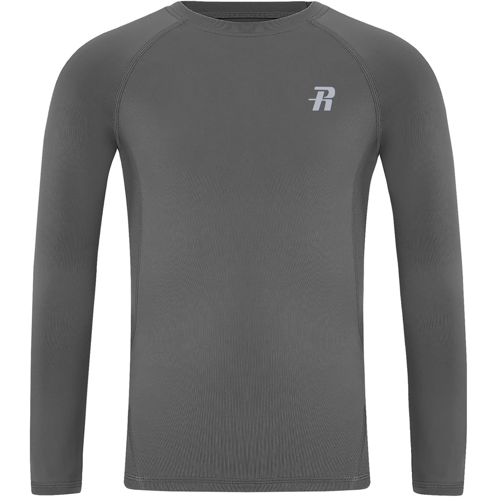 image:imageRunhit Youth Boys Compression Shirt Long Sleeve Kids Football Basketball Undershirt Quick Dry Moisture Wicking Sports TopsGray