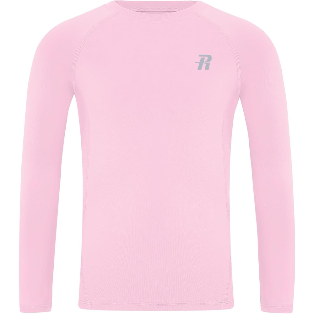 image:imageRunhit Youth Boys Compression Shirt Long Sleeve Kids Football Basketball Undershirt Quick Dry Moisture Wicking Sports TopsLight Pink