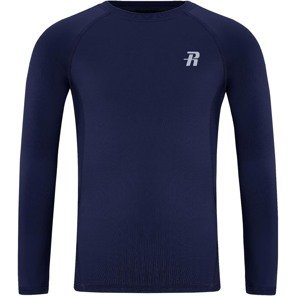 image:imageRunhit Youth Boys Compression Shirt Long Sleeve Kids Football Basketball Undershirt Quick Dry Moisture Wicking Sports TopsNavy Blue
