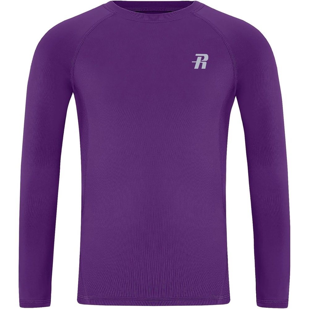 image:imageRunhit Youth Boys Compression Shirt Long Sleeve Kids Football Basketball Undershirt Quick Dry Moisture Wicking Sports TopsPurple
