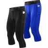 2 Pack 3/4 Pants Pocket :Black & Blue