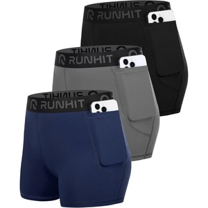 image:imageRunhit 3 Volleyball Shorts Womens 3 Pack Compression Shorts for Women Spandex Shorts Women Workout Athletic Yoga GymPockets BlueGrayBlack 3pack