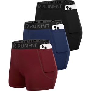 image:imageRunhit 3 Volleyball Shorts Womens 3 Pack Compression Shorts for Women Spandex Shorts Women Workout Athletic Yoga GymPockets RedBlueBlack 3pack