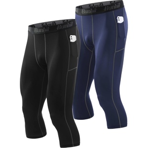 image:imageRunhit 34 Mens Compression Pants with PocketsWorkout Athletic Tights Leggings Athletic Base Layer Underwear2 Packblacknavy Blue