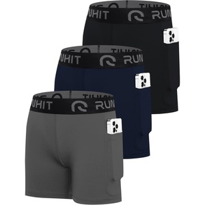 image:imageRunhit 4 Youth Girls Volleyball Shorts Spandex Girls Compression Shorts Biker Dance Kids Gymnastics Shorts with PocketsBlackNavyGray