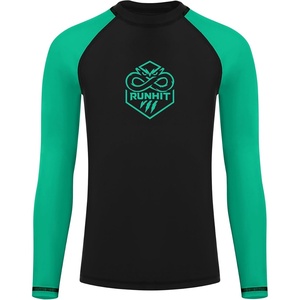 image:imageRunhit Boys BJJ Rash Guard Long Sleeve Kids Jiu Jitsu No Gi Youth Compression Shirts for Training MMA Wrestling Boxing UPF50Black With Green