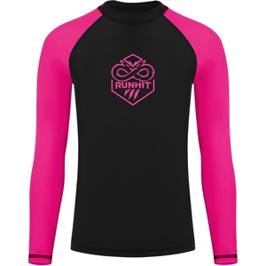 image:imageRunhit Boys BJJ Rash Guard Long Sleeve Kids Jiu Jitsu No Gi Youth Compression Shirts for Training MMA Wrestling Boxing UPF50Black With Hot Pink