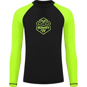 image:imageRunhit Boys BJJ Rash Guard Long Sleeve Kids Jiu Jitsu No Gi Youth Compression Shirts for Training MMA Wrestling Boxing UPF50Black With Neon Green