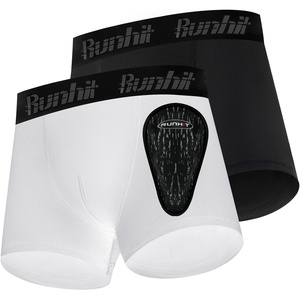 image:imageRunhit Boys Baseball Cup Underwear Football Cup Boxer Brief Youth Compression Shorts with Soft Protective Athletic CupBlack1 White1