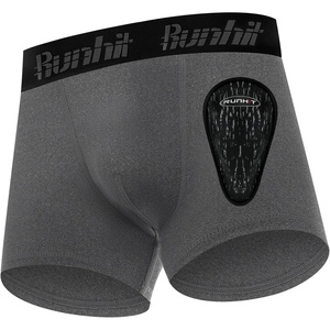 image:imageRunhit Boys Baseball Cup Underwear Football Cup Boxer Brief Youth Compression Shorts with Soft Protective Athletic CupDark Grey