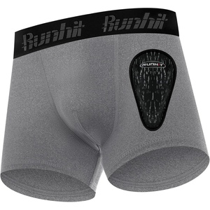 image:imageRunhit Boys Baseball Cup Underwear Football Cup Boxer Brief Youth Compression Shorts with Soft Protective Athletic CupMedium Grey