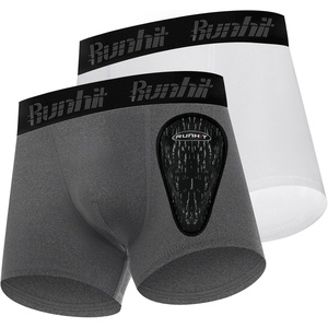 image:imageRunhit Boys Baseball Cup Underwear Football Cup Boxer Brief Youth Compression Shorts with Soft Protective Athletic CupWhitedark Grey