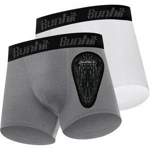image:imageRunhit Boys Baseball Cup Underwear Football Cup Boxer Brief Youth Compression Shorts with Soft Protective Athletic CupWhitemedium Grey