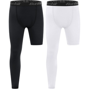 image:imageRunhit Boys Basketball One Leg Compression Tights Full Length Single Leg Compression Pants Sports Base Layer UnderwearRight Long Blackwhite