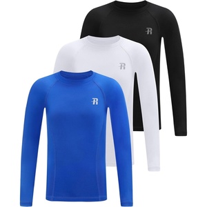image:imageRunhit Boys Compression Shirt Kids Long Sleeve Athletic Undershirt Youth Quick Dry Base Layer for Football BaseballBlackWhiteBlue