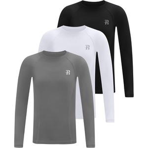 image:imageRunhit Boys Compression Shirt Kids Long Sleeve Athletic Undershirt Youth Quick Dry Base Layer for Football BaseballBlackWhiteGray