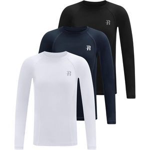 image:imageRunhit Boys Compression Shirt Kids Long Sleeve Athletic Undershirt Youth Quick Dry Base Layer for Football BaseballBlackWhiteNavy