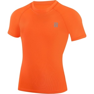 image:imageRunhit Boys Compression Shirt Short Sleeve Youth Basketball Undershirt Kids Quick Dry Athletic Base Layer TShirt1 Pack Orange