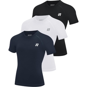 image:imageRunhit Boys Compression Shirt Short Sleeve Youth Basketball Undershirt Kids Quick Dry Athletic Base Layer TShirt3 Pack Blackwhitenavy