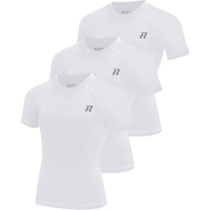 image:imageRunhit Boys Compression Shirt Short Sleeve Youth Basketball Undershirt Kids Quick Dry Athletic Base Layer TShirt3 Pack Whitewhitewhite